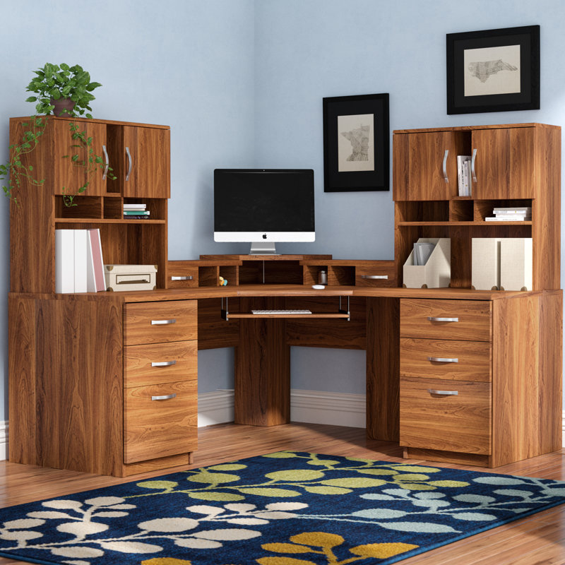 Red Barrel Studio Lewisville LShape Executive Desk with Hutches